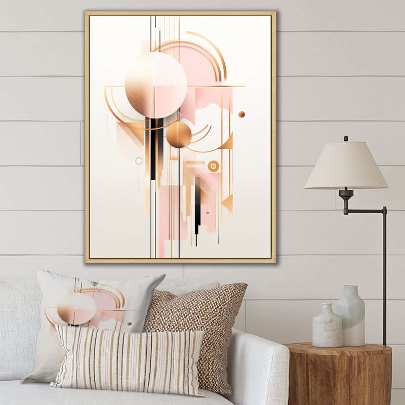 Circular Boho Chic Geometrics In Retro Pink - impression sur toile géométrique moderne, H 44 po x l 34 po