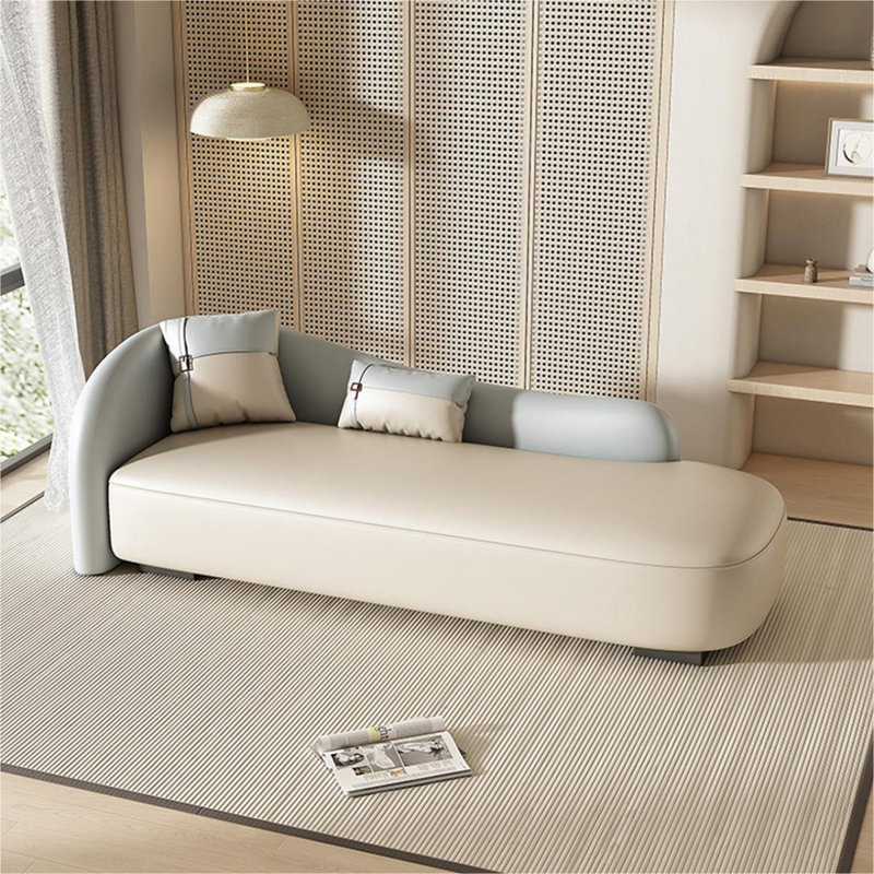 Banc rembourré blanc crème, Blanc crème / bleu / noir, H 30,71 po x l 59,06 po x P 30,71 po