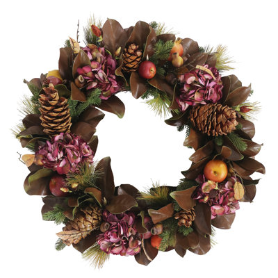HYDRANGEA AND MAGNOLIA LEAF WREATH