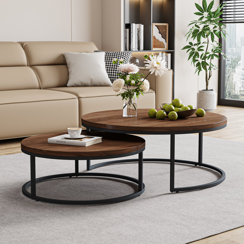 Table basse ronde, Brun