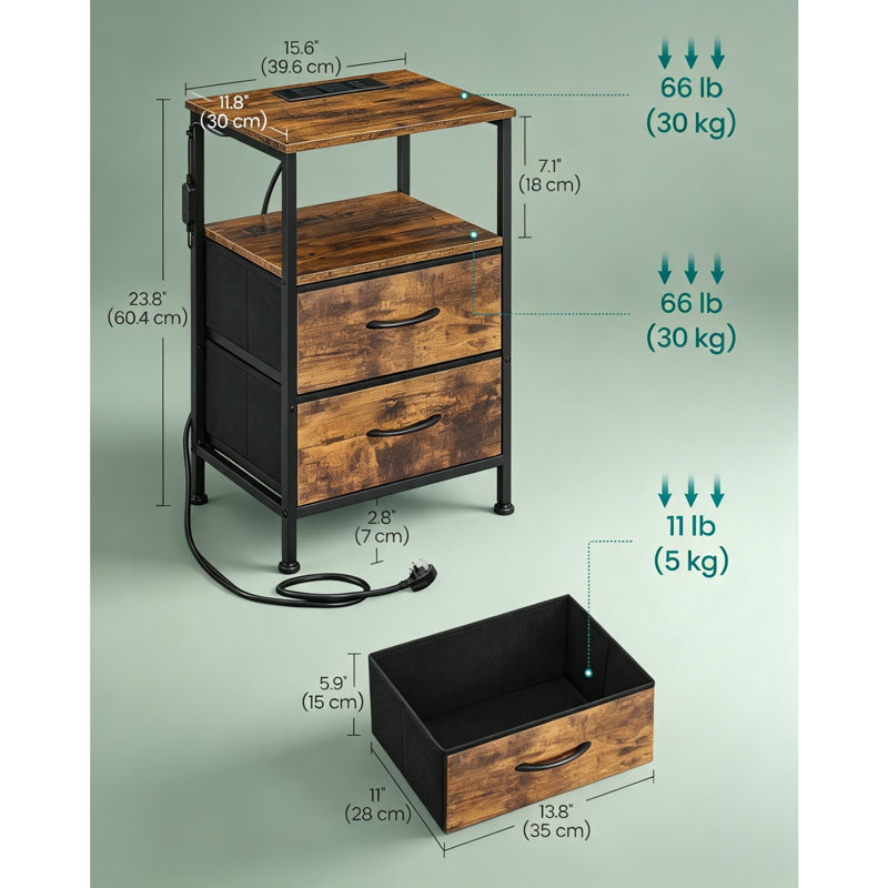39.6 cm W Bedside Table