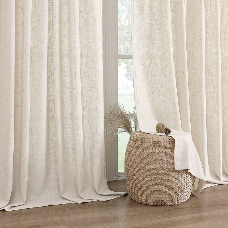 Linen Curtains for Living Room 2 Panel Set Neutral Modern Farmhouse Window Privacy Linen Fabric Drapes for Farmhouse Window Treatment Curtains