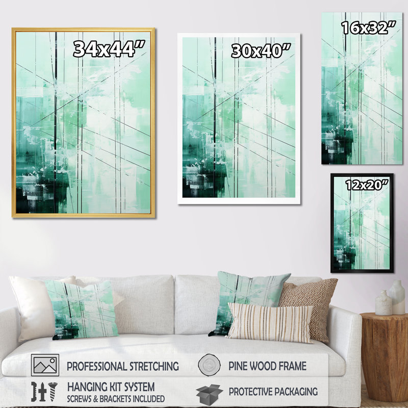 Power Lines Mint Matrix I - impressions sur toile Power Lines, Toile tendue, H 20 po x l 12 po x P 1 po