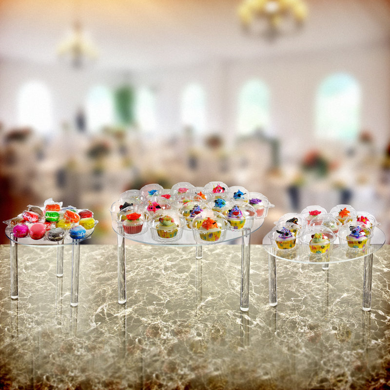 Glossy Clear Acrylic Stackable Round Riser Set