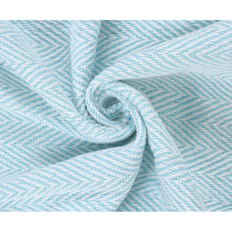  Jeté en coton à chevrons, Aigue-marine, l 50 po x L 60 po