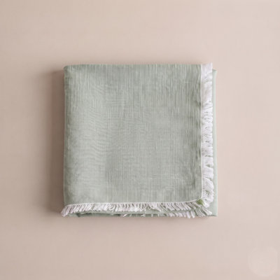 over&back Woven Frayed Chambray Table Runner