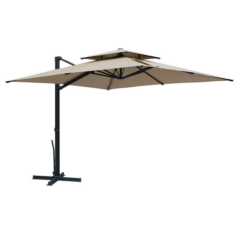 Parasol en aluminium pour porte-à-faux de patio, Taupe