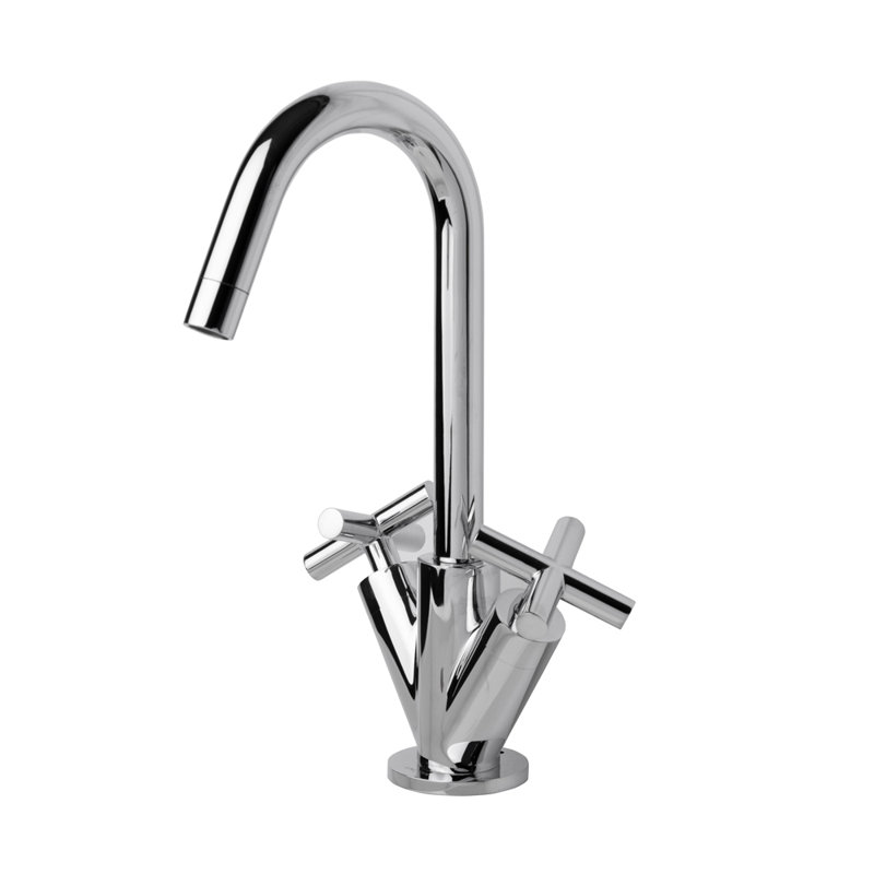 Cigno Single Hole Bathroom Faucet with Drain Assembly, Polished Chrome