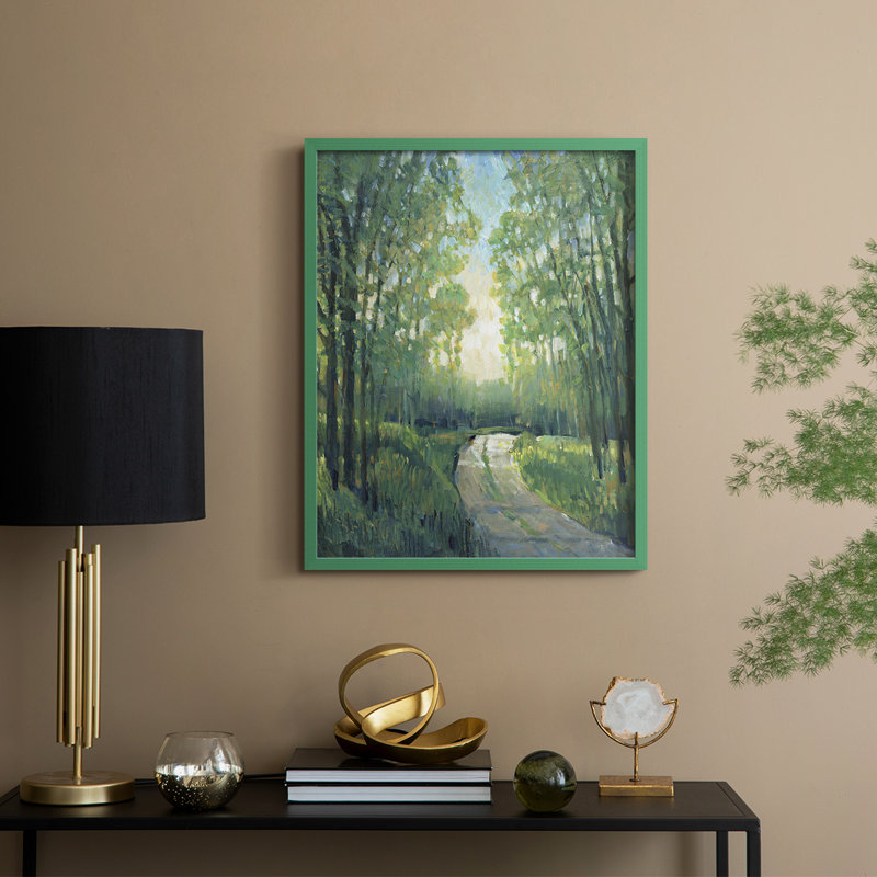 Golden Light Pathway II, reproduction encadrée - bois massif, Vert, H 11 po x l 9 po