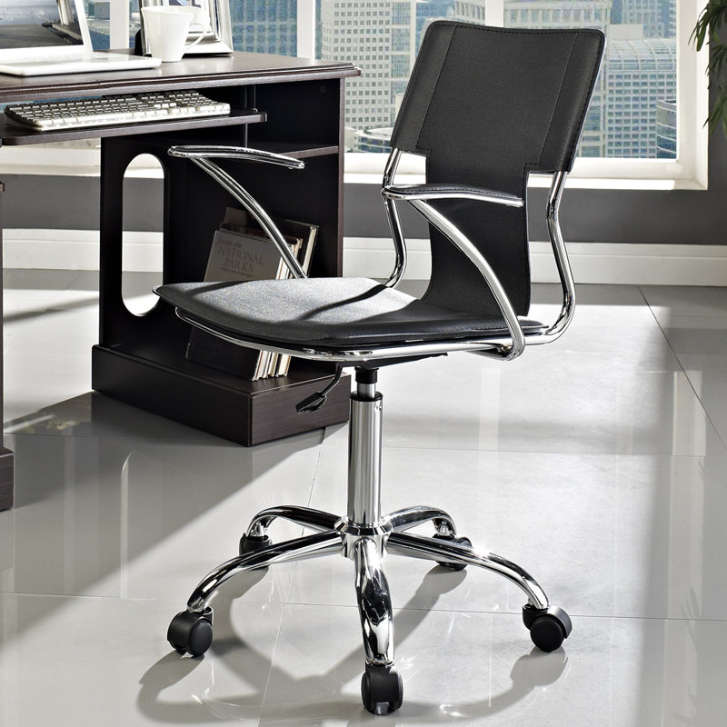 Fauteuil de bureau réglable plaqué en chrome Studio, Noir