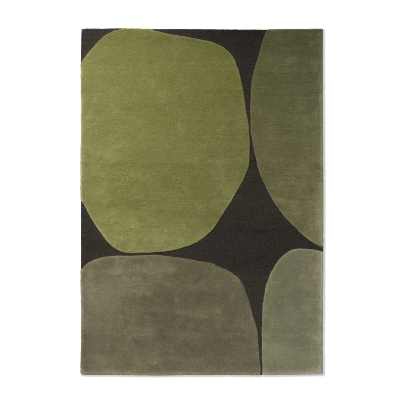 Large Green and Brown Wool Handmade Rectangular Area Rug