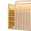 Lit superposé moderne en bois, taille standard, avec étagère de rangement à 3 niveaux, design en rotin, rideaux d'intimité et éclairage intégré - Naturel-385066464-385066466