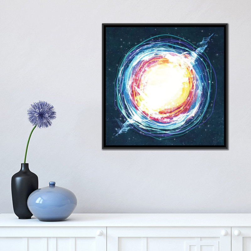 « lustre supernova », impression sur toile tendue, H 18 po x l 18 po x P 1,5 po, Toile avec cadre noir, Pas de tapis