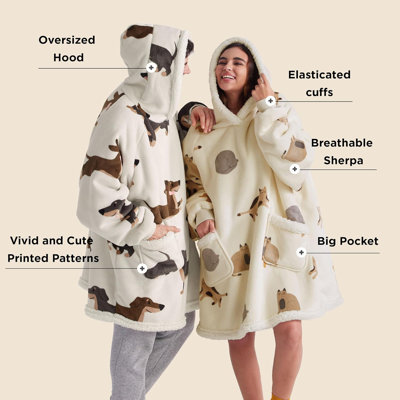 Bedsure Wearable Blanket Hoodie, Blanket Hoodies For Women Sherpa Hoodie As Gifts For Her Mom Girlfriend Kids, Hooded Blanket