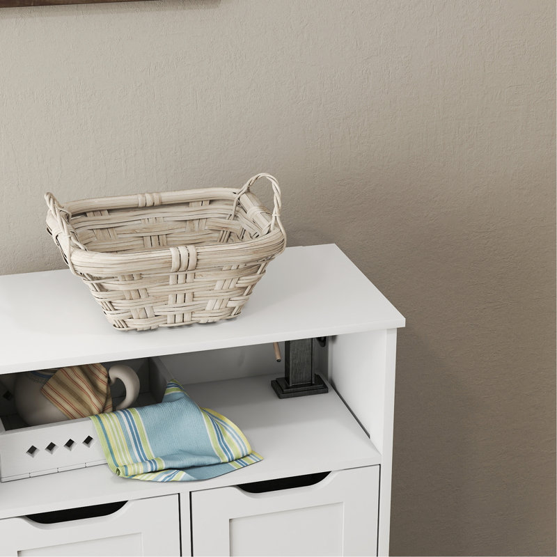Armoire à double porte avec tablettes réglables, tiroirs et espace ouvert pour l'organisation de la maison dans les espaces de repas, blanc, étagères de rangement à profondeur de 24,08 po, étagère blanche