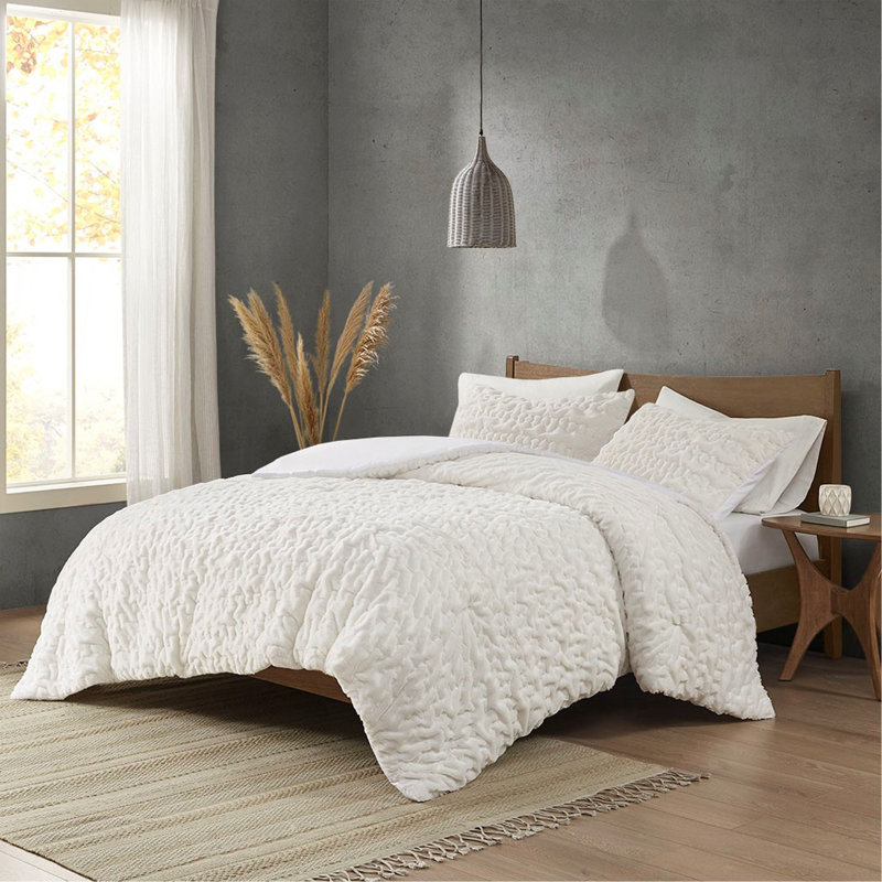Ensemble d'édredon en duvet synthétique Ruched, Édredon pour lit double et 2 pièces supplémenta