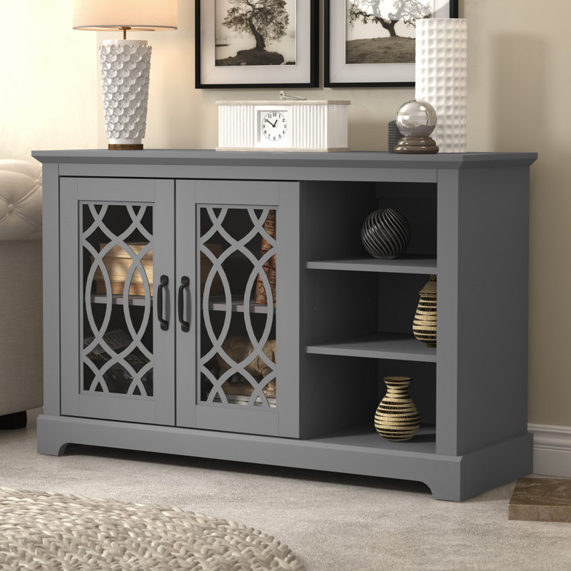 Buffet avec rangement ouvert Eleana, Gris froid