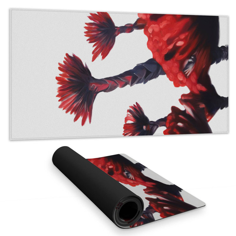 Red tropical flowers - 15.75"x31.50" Desk mat
