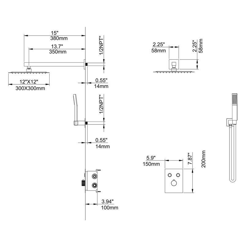 All-In-One Kit with Rough in-Valve, Brushed Gold