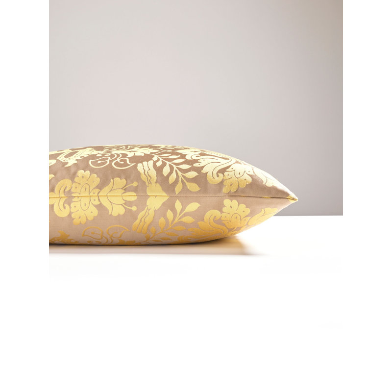 Silk Square Pillow Cover & Insert, Chocolate/Gold