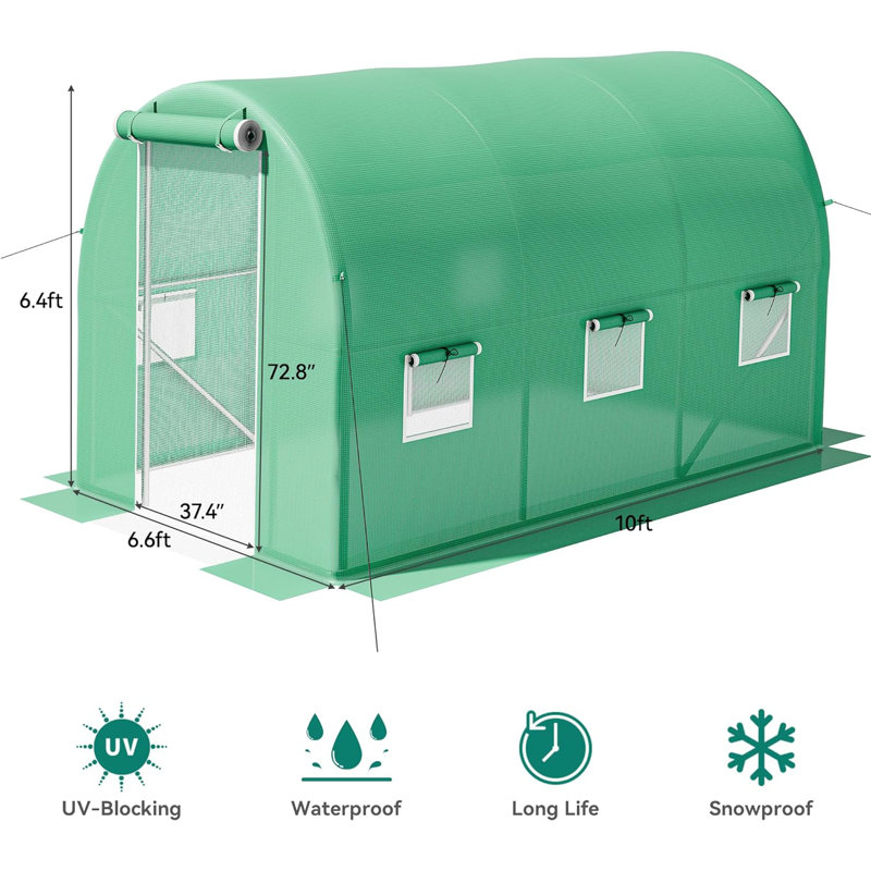 10' W x 6' D Greenhouse, Green