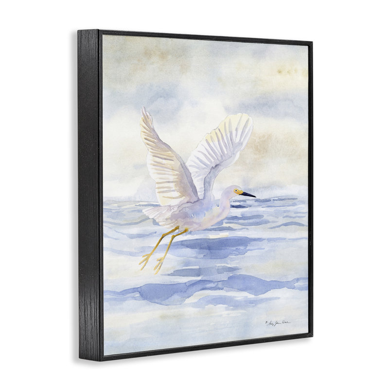 Swan Flying Over Water Black Framed Giclee Art by Audrey Jeanne Roberts, Midnight Black Framed Giclee, 14" H x 11" W