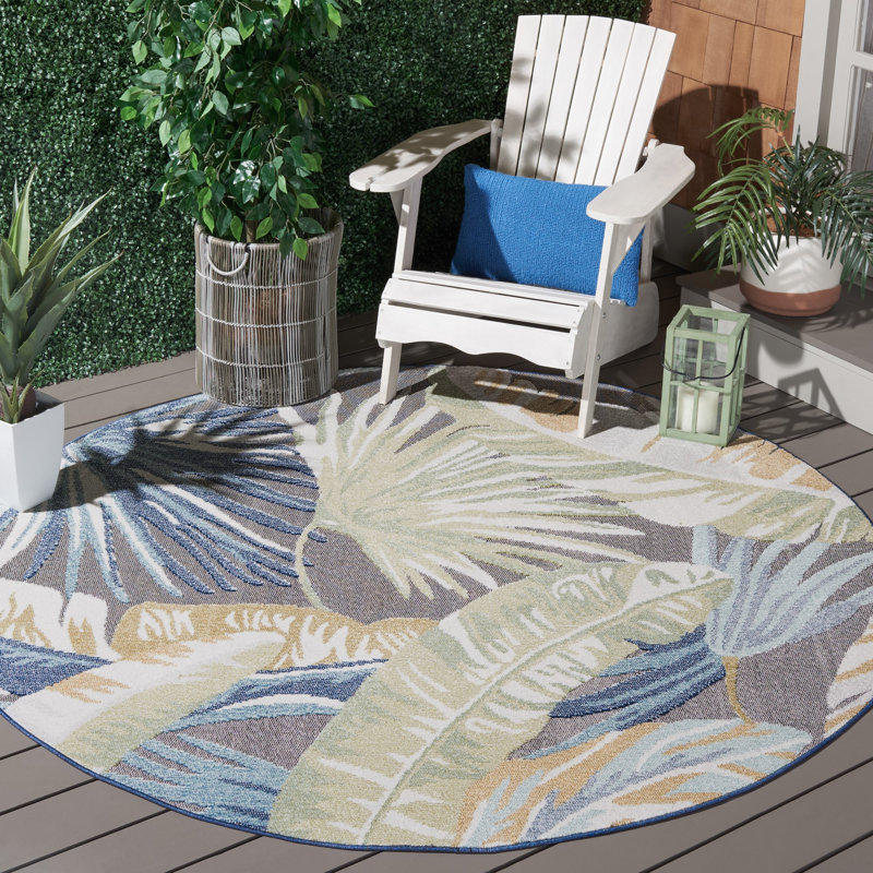 Cowlington Sarasota Performance Floral Indoor/Outdoor Area Rug, Round 6'7"