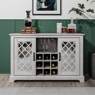 Perrault Farmhouse Decorative Cutout 45.7"W Wine Storage Cabinet