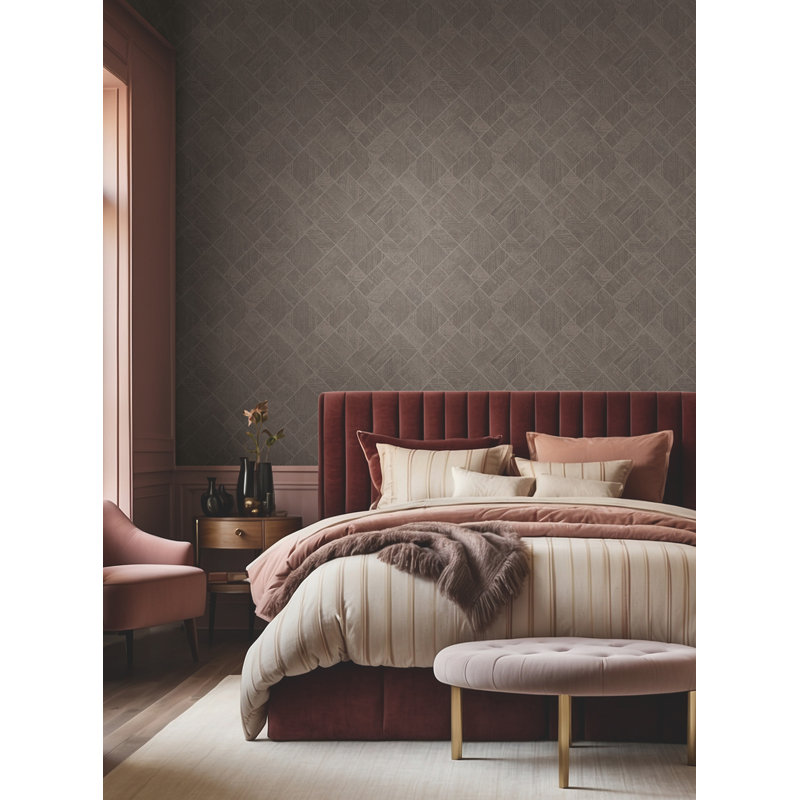 Marquetry Taupe Tile Wallpaper, Taupe