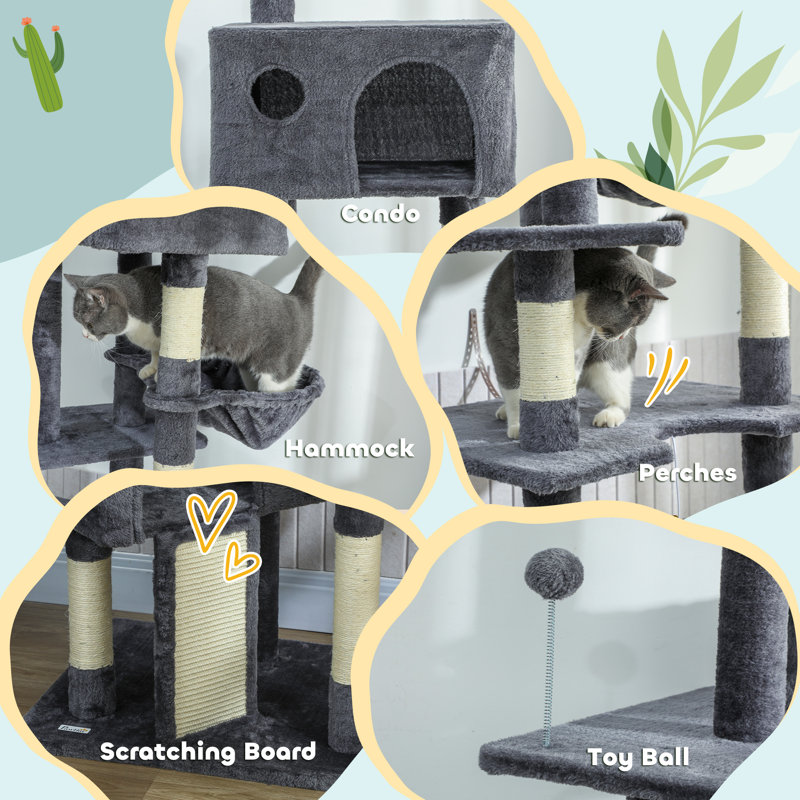 Du sol au plafond, arbre à chat, hauteur réglable 230-250 cm avec 2 condos