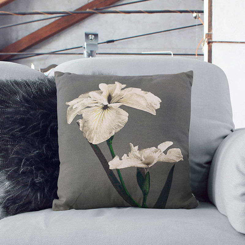 Floral Square Throw Cushion, Black, 55cm H x 55cm W x 20cm D