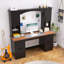 Bureau d'ordinateur de style Mid-Century Farmhouse avec huche et station de travail-1252025091