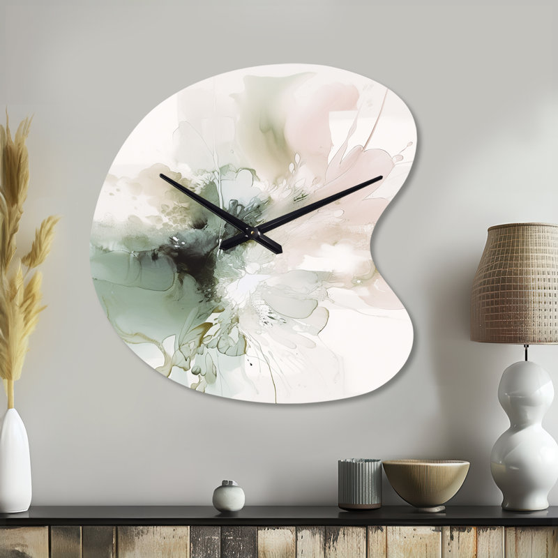 Horloge murale asymétrique «Green and Cream Essence Of Modernity I», Petit