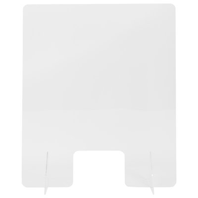Mission Acrylic Free-Standing Register Shield / Sneeze Guard with Pass-Through Opening