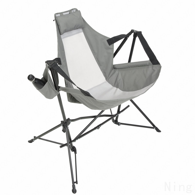 Chaise pliante en acier bleu, Gris