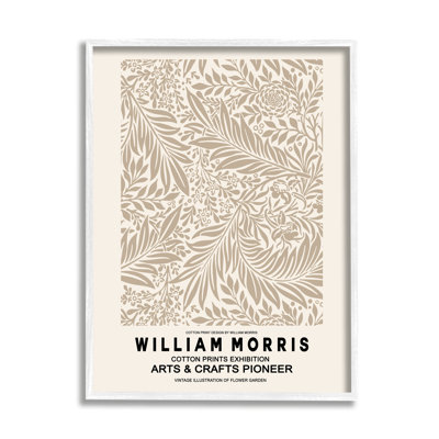 " Detailed Beige Botanical Leaves William Morris Text " by Ros Ruseva