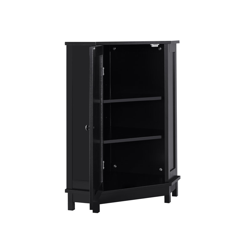 Armoire de coin de salle de bain noire avec tablette réglable - Armoire de rangement moderne en bois aggloméré