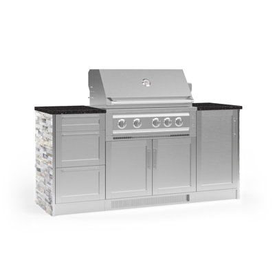 Outdoor Kitchen Signature Series 8 Piece Cabinet Set with 36 in. Propane Gas Platinum Grill -  NewAge Products, 68244