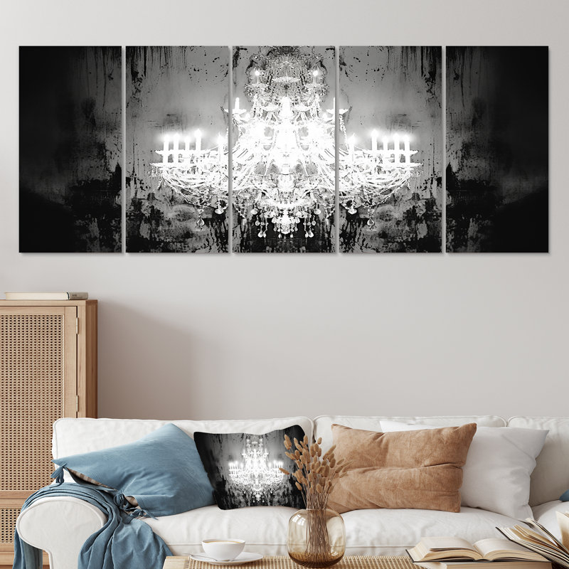 Elea - Ensemble d'art mural lustre glamour, 5 pièces, H 32 po x l 80 po
