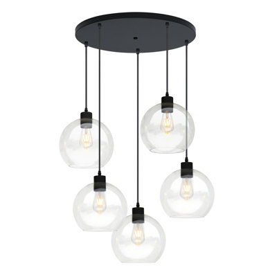 Luminaire suspendu rond 5 lumières noir mat