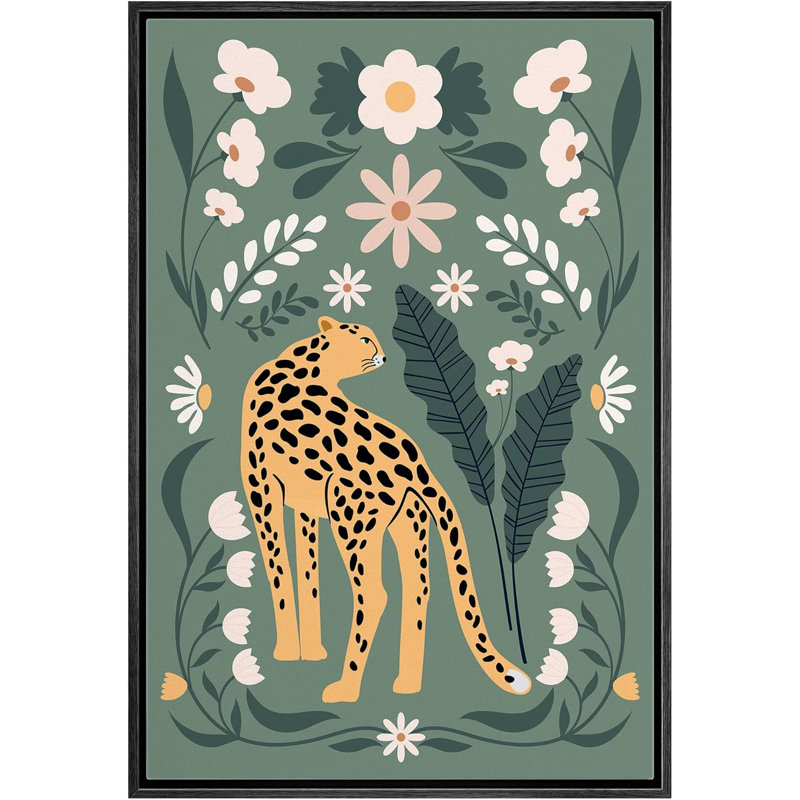Imprimé floral lumineux de style BCBG avec imprimé floral de guépard, animaux de la chambre à coucher, style bohème moderne