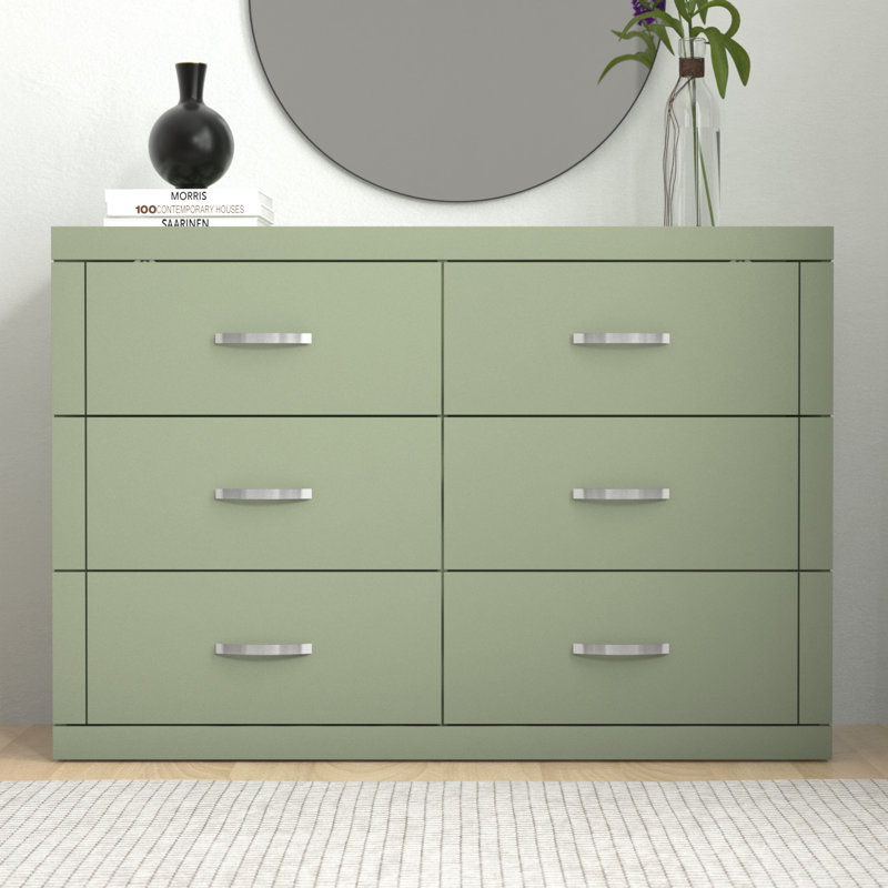 Avigail 6 Drawer 46.45'' W Double Dresser, Green