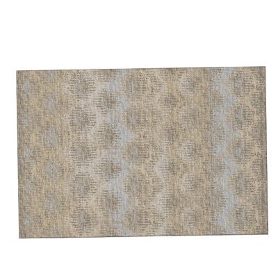 3' X 5' Brown Ivory And Sky Blue Chevron Distressed Washable Area Rug With UV Protection