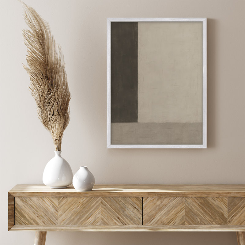 Reproduction d'art encadrée abstraite pour décoration intérieure moderne, H 14 po x l 11 po, Blanc