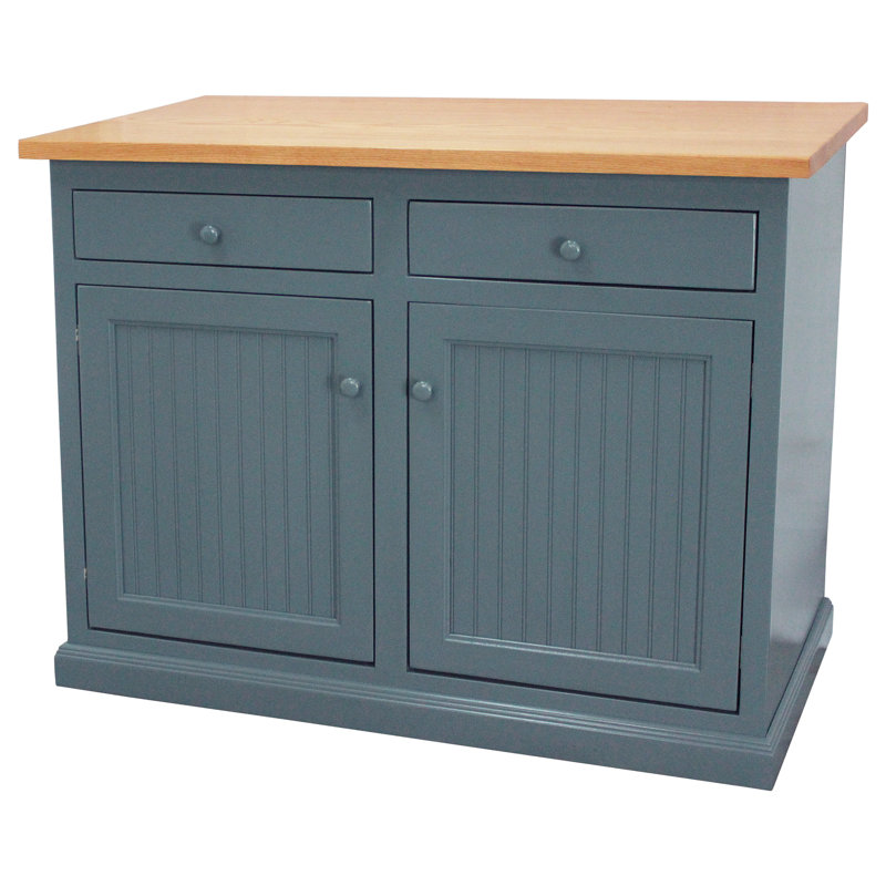Avendano Solid Wood Kitchen Island, Dark Blue