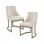 Chaises de salle à manger avec cadre en métal doré antique et pieds de traîneau, ensemble de 2, beige chaud, L 22 po x l 21 po x H 33,5 po