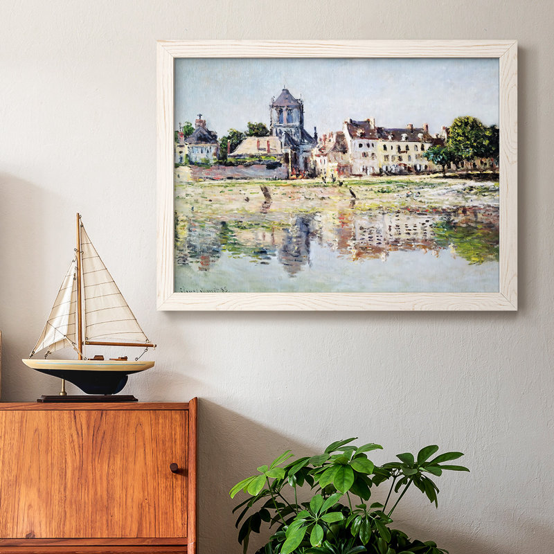 «By The River At Vernon», 1883, reproduction d'art encadrée sur toile par Claude Monet, Blanc, H 22 po x l 32 po x P 1,5 po