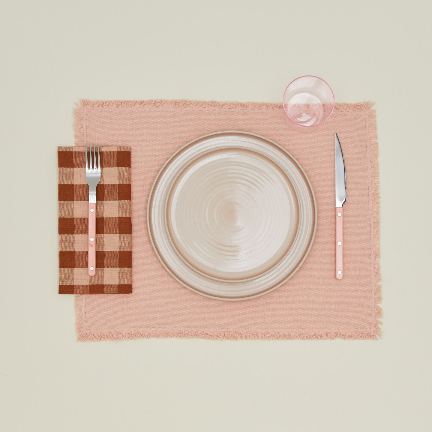 Essential Gingham Cotton Napkin, Blush/Terracotta