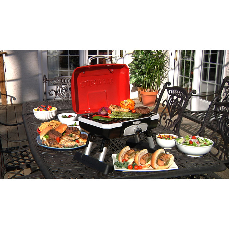 Cuisinart Single Burner Portable Liquid Propane 5500 BTU Gas Grill, Red