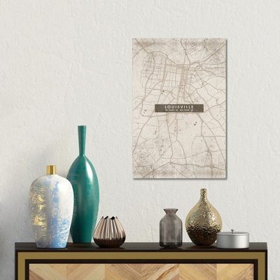 Louisville City Map Abstract Style by WallDecorAddict - Gallery-Wrapped Canvas Giclée on Canvas